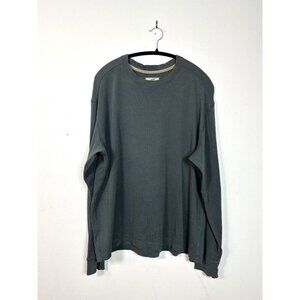 Horny Toad Mens Top Size L‎ Green Cotton Crew Neck Long Sleeve Distressed